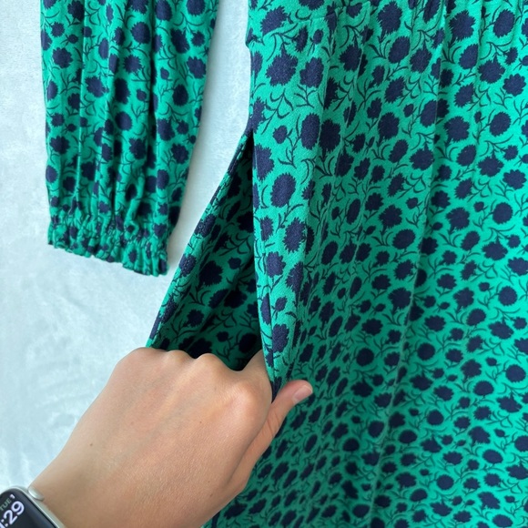 Boden green blue flower Evelyn Midi Dress 10 Long - Picture 11 of 11